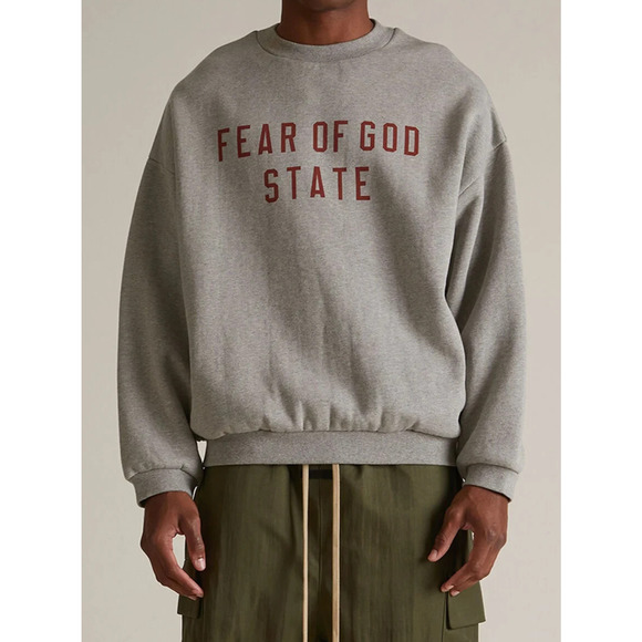 Essentials Fear of God State Sweatshirt Fleece Crew Neck Heather Oatmeal Medium - Picture 1 of 16